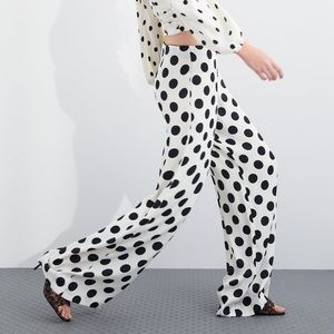 Polka dot flare pants